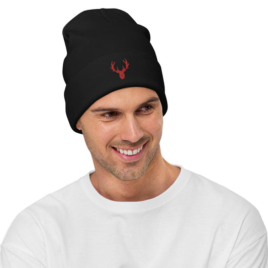 Embroidered Beanie red NOBRIEDIS